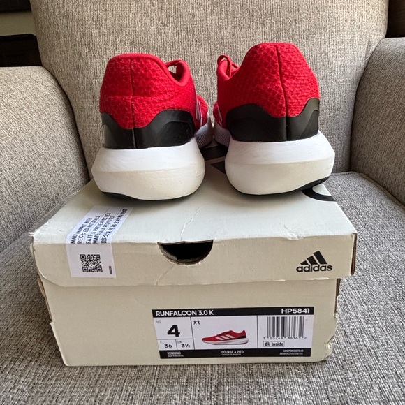 Adidas Run Falcon 3.0 Kids Red and White Sneakers - Picture 4 of 6